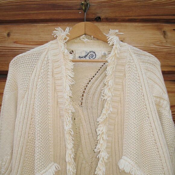 Anthropologie Rosie Neira Wool Cotton Fringe Cardigan Sweater - Picture 5 of 9